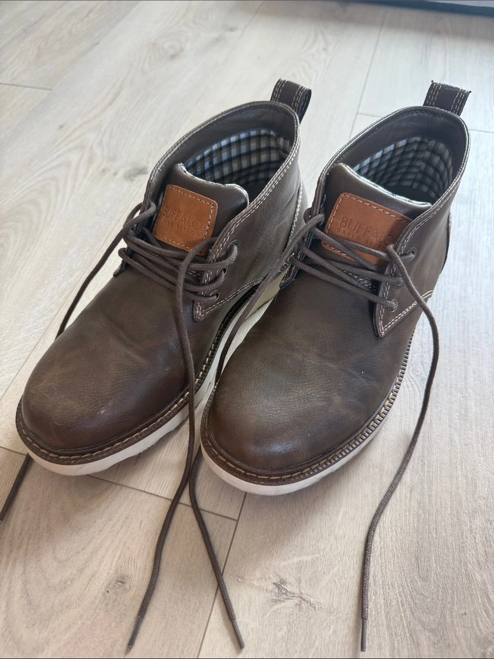 Buffalo David Bitton Men's Brown Leather Casual Lace-Up Shoes